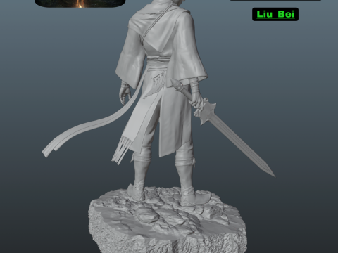 Dynasty Warrior Origins Liu Bei 3Dプリントモデル