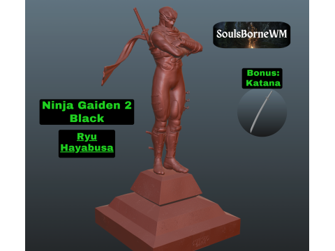 Ninja Gaiden 2 Black Ryu Hayabusa 3Dプリントモデル