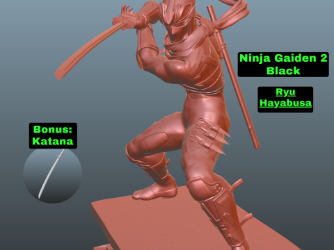 Ninja Gaiden 2 Black Ryu Hayabusa pose 2 Model do druku 3D