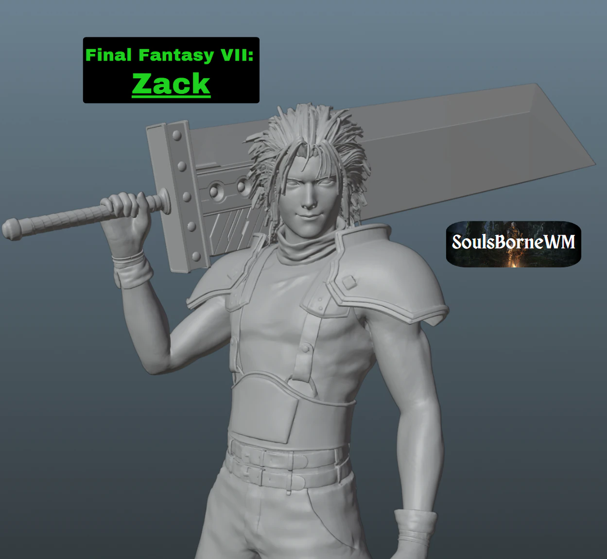 Final Fantasy VII Zack 3D Print Model .c4d .max .obj .3ds .fbx .stl .blend