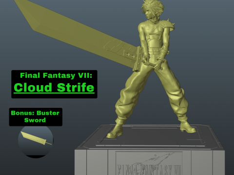 Final Fantasy VII Cloud Strife 3D Print Model