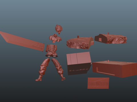 Final Fantasy VII Cloud Strife 3D Print Model