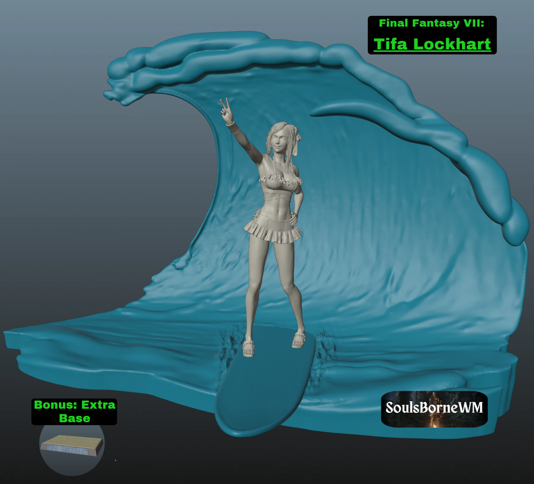 Final Fantasy VII Tifa SwimSuit Two base options 3D Print Model .c4d .max .obj .3ds .fbx .stl .blend 