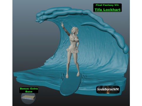 Final Fantasy VII Tifa SwimSuit Two base options 3D Print Model