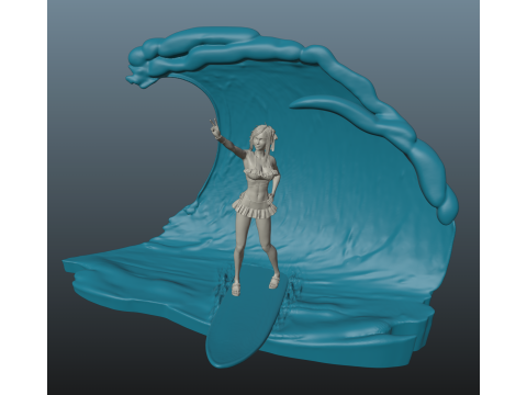 Final Fantasy VII Tifa SwimSuit Two base options 3D-printmodel