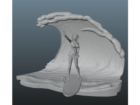 Final Fantasy VII Tifa SwimSuit Two base options 3D Print Model
