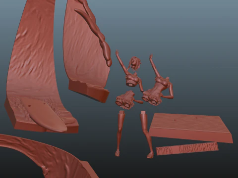 Final Fantasy VII Tifa SwimSuit Two base options 3D Print Model
