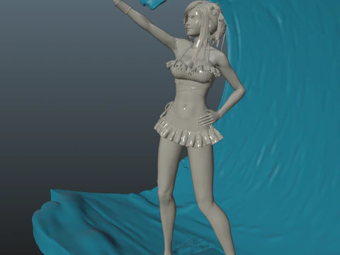 Final Fantasy VII Tifa SwimSuit Two base options 3D Print Model