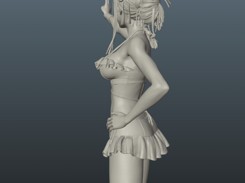 Final Fantasy VII Tifa SwimSuit Two base options 3D-printmodel