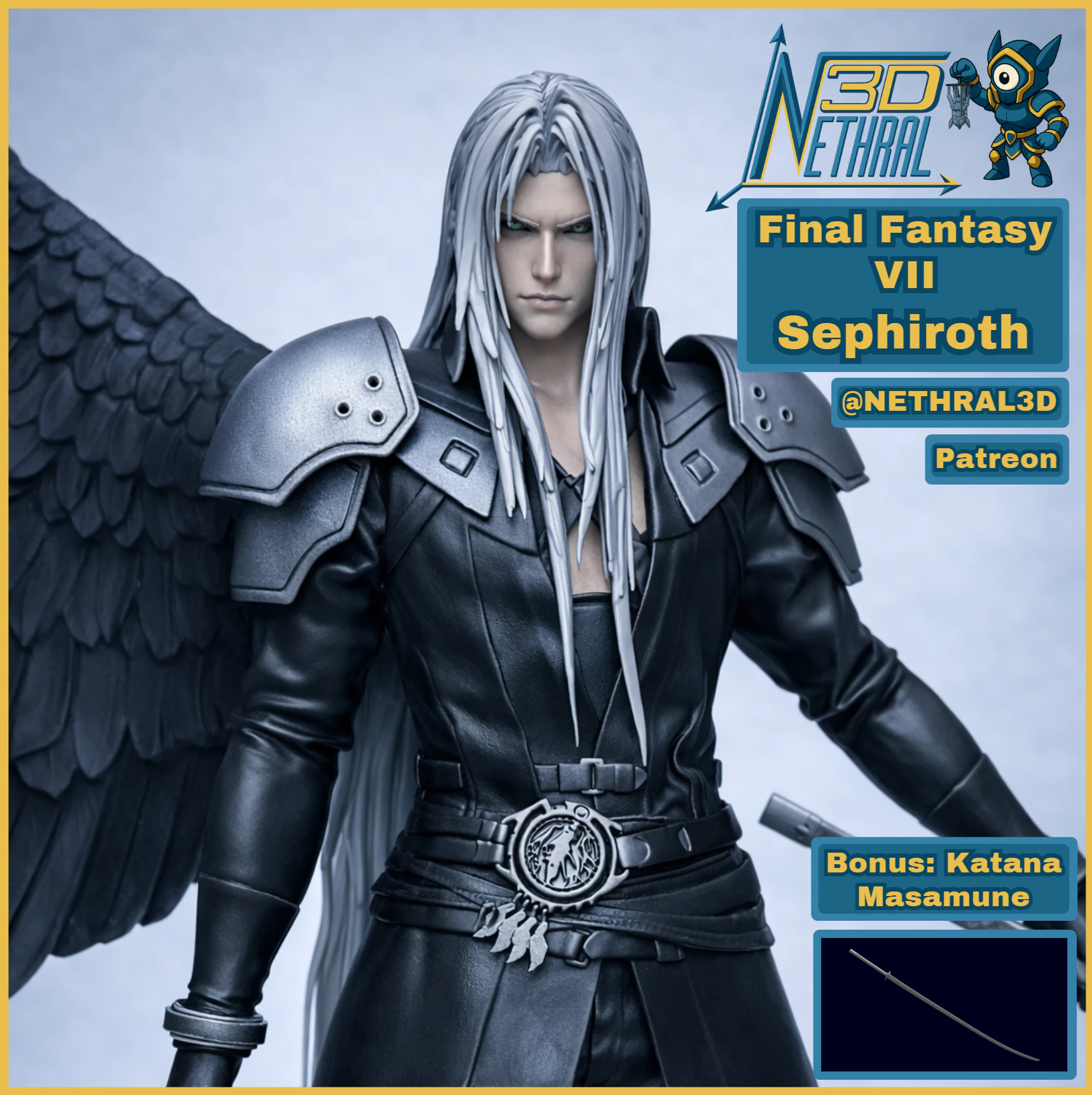 Final Fantasy 7 Sephiroth 3D Print Model .c4d .max .obj .3ds .fbx .stl .blend 