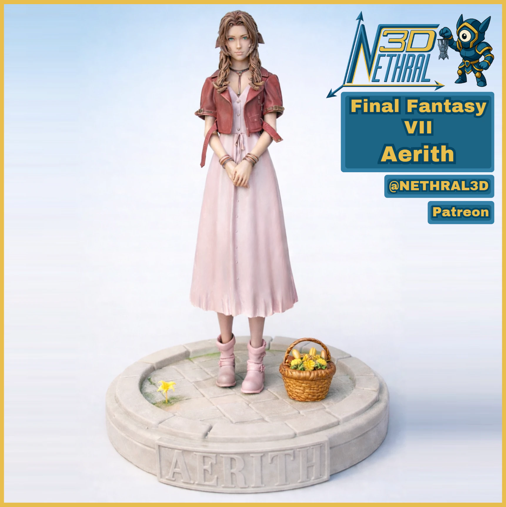 Final Fantasy VII Aerith 3D Print Model .c4d .max .obj .3ds .fbx .stl .blend 
