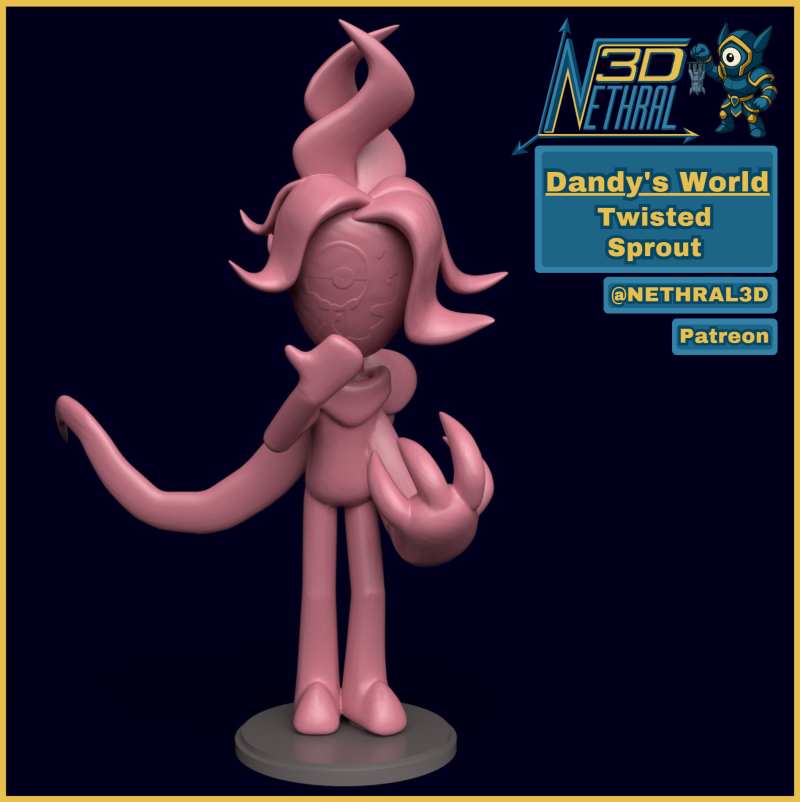 Dandy World gedraaide spruit 3D printmodel .c4d .max .obj .3ds .fbx .stl .blend 