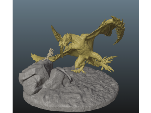 Monster Hunter Wilds Rey Dau vs Hunter Modèles 3D en vedette