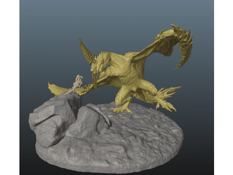 Monster Hunter Wilds Rey Dau vs Hunter 3D Print Model