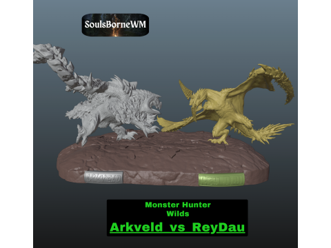 Monster Hunter Wilds Arkveld vs Rey Dau 3D Print Model