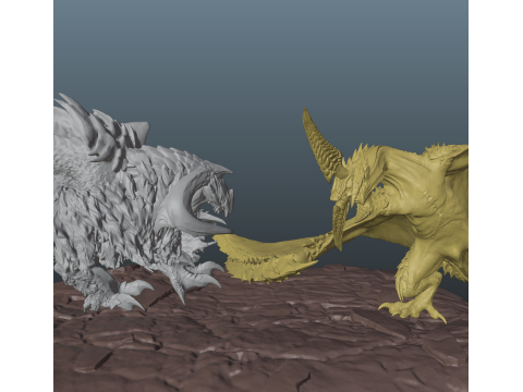 Monster Hunter Wilds Arkveld vs Rey Dau Modelo de impresión 3D