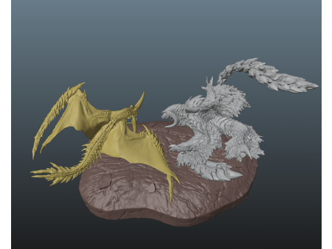 Monster Hunter Wilds Arkveld vs Rey Dau Modelo de impresión 3D