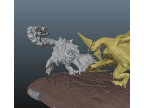 Monster Hunter Wilds Arkveld vs Rey Dau Modelo de impresión 3D