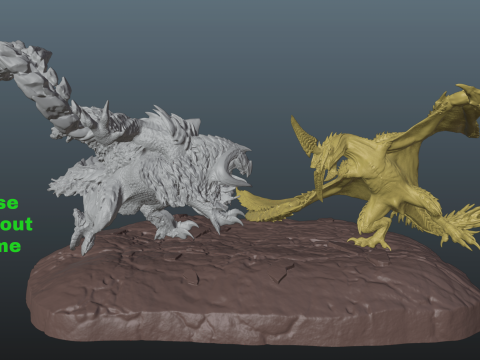 Monster Hunter Wilds Arkveld vs Rey Dau Modelo de impresión 3D