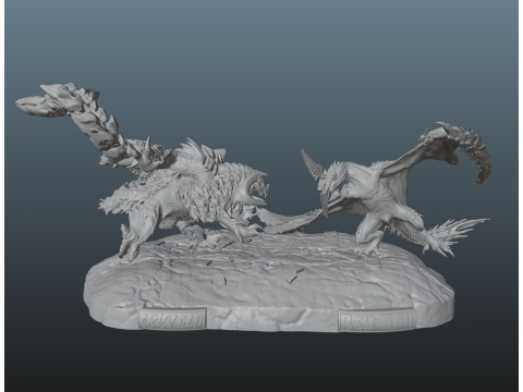 Monster Hunter Wilds Arkveld vs Rey Dau Modelo de impresión 3D