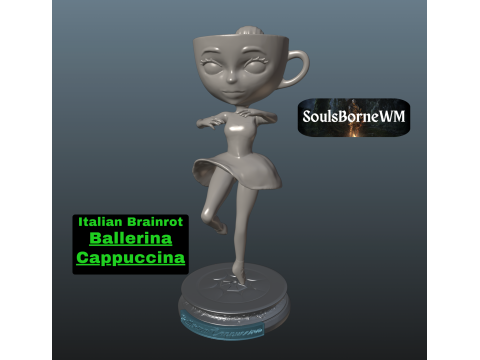 Italian Brainrot Ballerina Cappuccina 3Dプリントモデル
