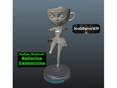 Italienischer Brainrot Ballerina Cappuccina 3D Druckmodell