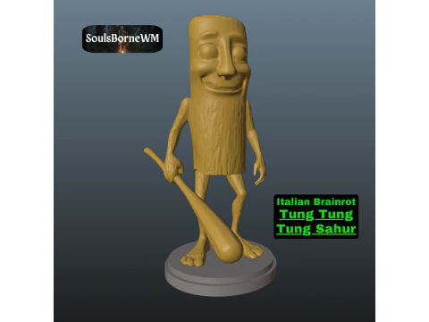 Italienischer Brainrot Tung Tung Tung Sahur 3D Druckmodell
