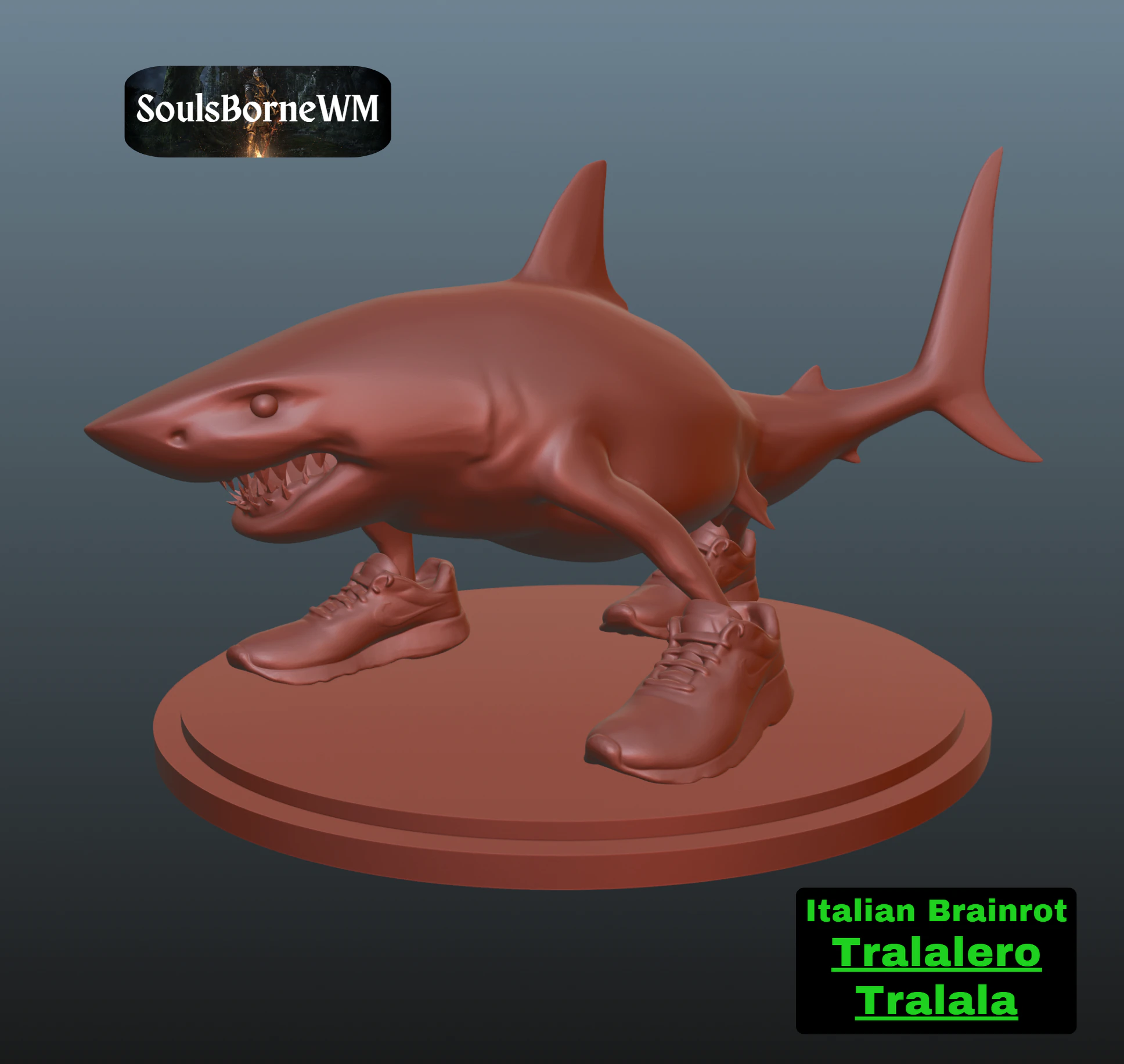 Italian Brainrot Tralalero Tralala 3D Print Model .c4d .max .obj .3ds .fbx .stl .blend 
