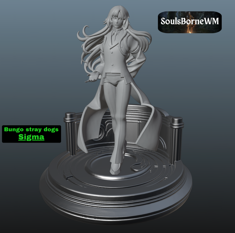 Bungo Stray Dogs Sigma 3D Принт Модель .c4d .max .obj .3ds .fbx .stl .blend