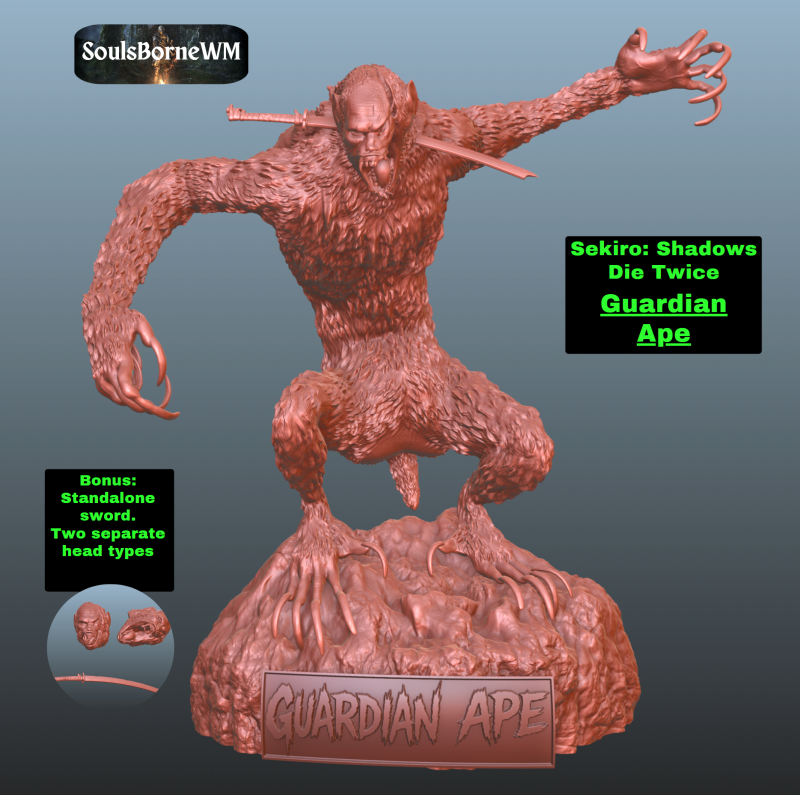 Sekiro Guardian Ape Phase 1 Pose 1 3D-printmodel .c4d .max .obj .3ds .fbx .stl .blend