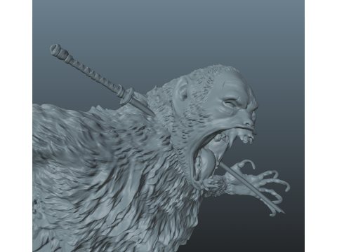 Sekiro Guardian Ape Phase 1 Pose 1 3D-printmodel