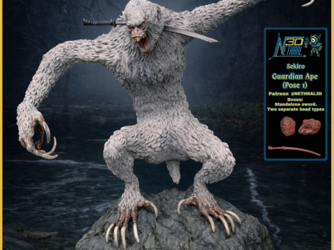 Kera Penjaga Sekiro Fase 1 Pose 1 Model Cetak 3D
