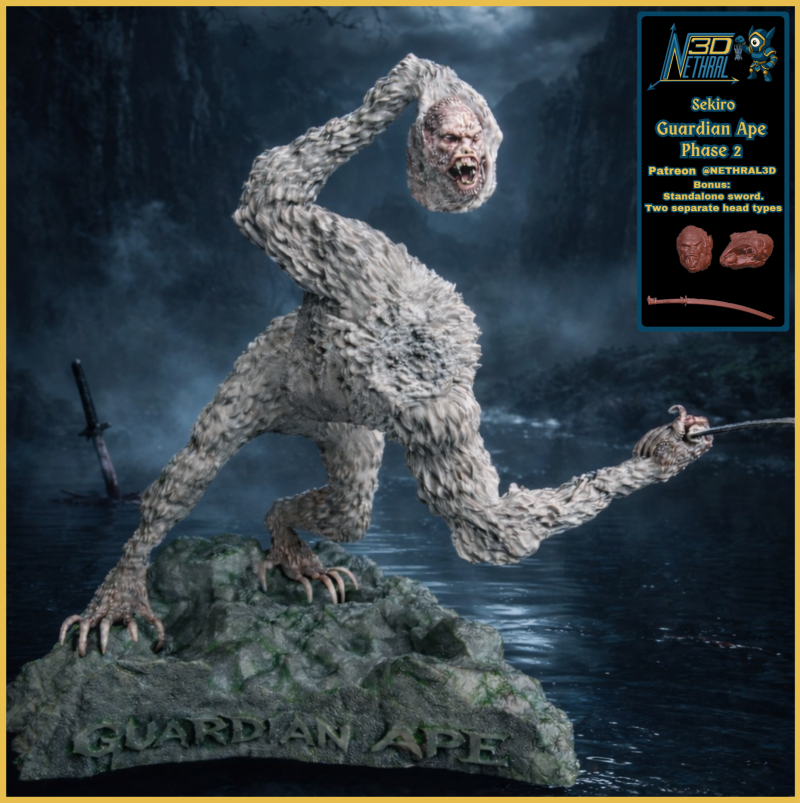 Sekiro Guardian Ape Phase 2 3D Print Model .c4d .max .obj .3ds .fbx .stl .blend 