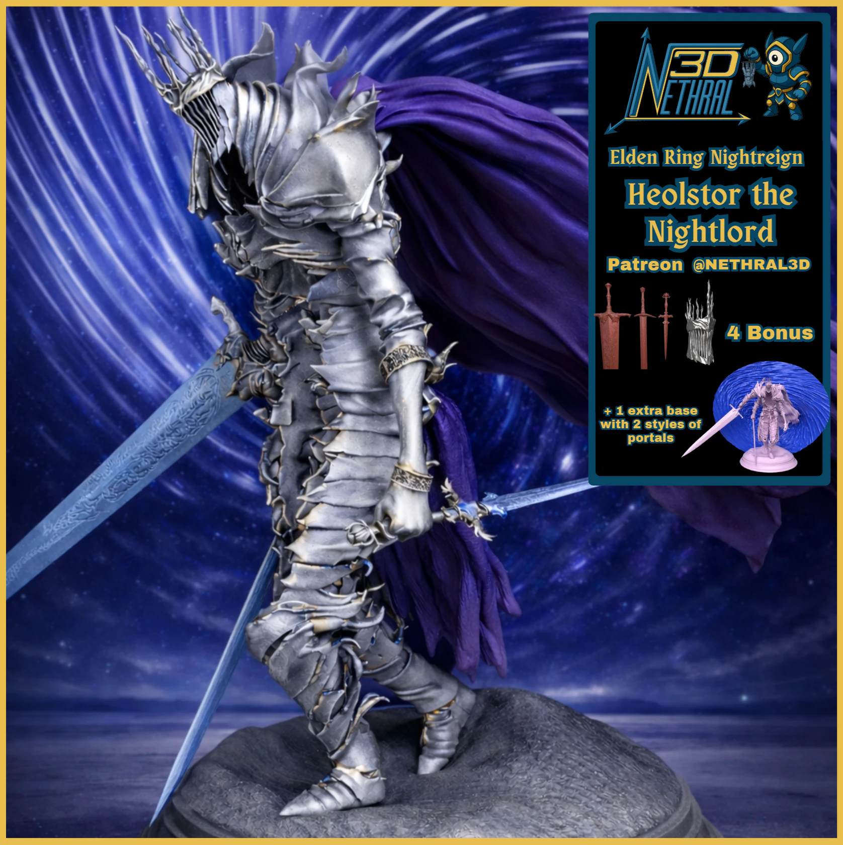 Elden Ring Nightreign Heolstor the Nightlord pose 1 and 4 Bonus 3D Print Model .c4d .max .obj .3ds .fbx .stl .blend 