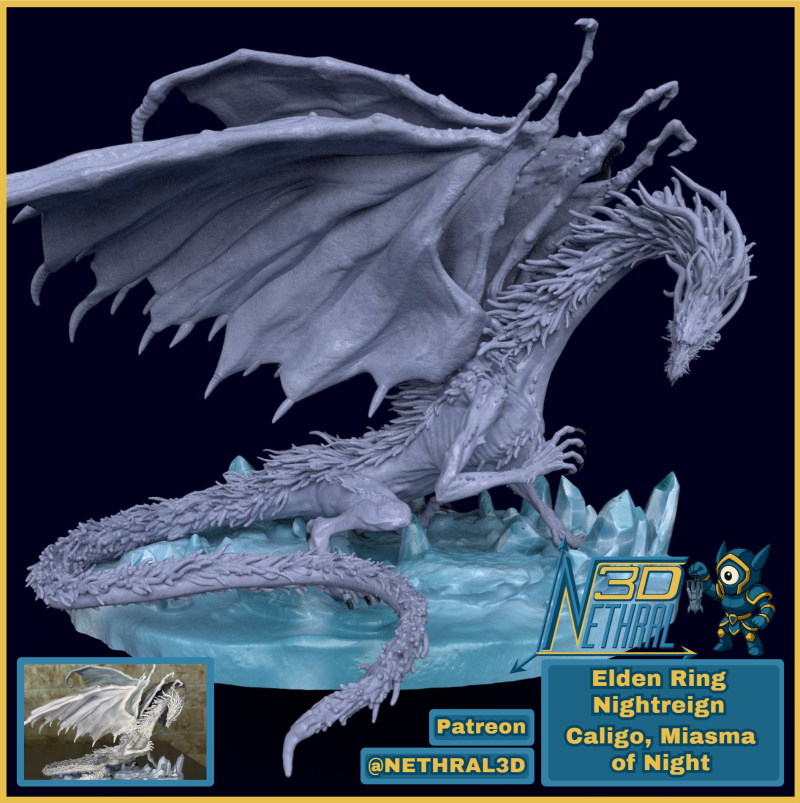 エルデンリング ナイトレイン カリゴ 夜の瘴気 3Dプリントモデル .c4d .max .obj .3ds .fbx .stl .blend