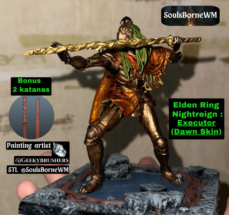 Elden Ring Nightreign Executor Dawn Skin Bonus 2 katanas 3D Принт Модель .c4d .max .obj .3ds .fbx .stl .blend