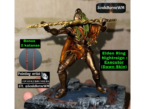 Elden Ring Nightreign Executor Dawn Skin Bonus 2 katanas 3D प्रिंट मॉडल