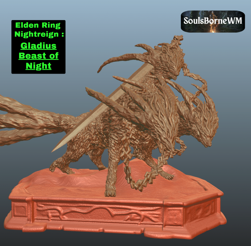 埃尔登环 夜行短剑 夜之兽 三头兽 3D 打印模型 .c4d .max .obj .3ds .fbx .stl .blend 