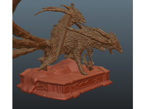 埃尔登环 夜行短剑 夜之兽 三头兽 3D 打印模型