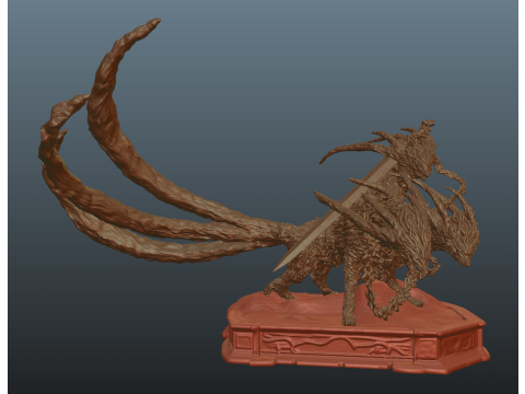 埃尔登环 夜行短剑 夜之兽 三头兽 3D 打印模型