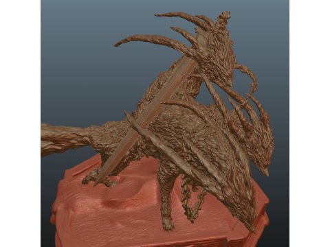 埃尔登环 夜行短剑 夜之兽 三头兽 3D 打印模型