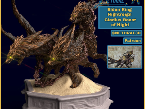 Elden Ring Nightreign Gladius Beast of Night Tricephalos 3D Print Model