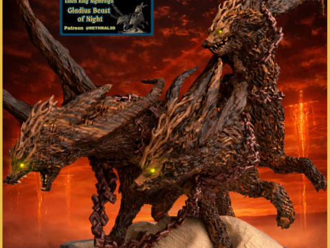 Elden Ring Nightreign Gladius Besta da Noite Tricephalos Modelo de Impressão 3D