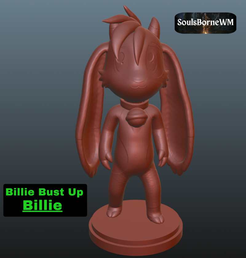 Billie Bust Up Billie Model Cetak 3D .c4d .max .obj .3ds .fbx .stl .blend 