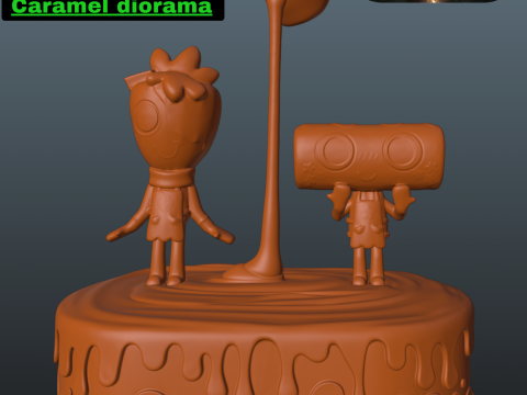 Dandys World Cosmo and Sprout Caramel diorama Model Cetak 3D