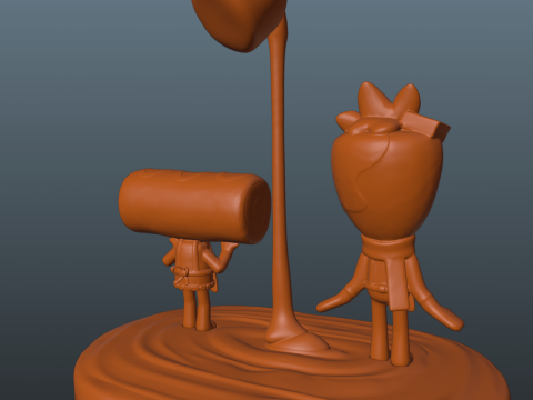 Dandys World Cosmo and Sprout Caramel diorama 3D 打印模型