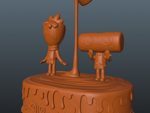 Dandys World Cosmo and Sprout Caramel diorama 3D 打印模型