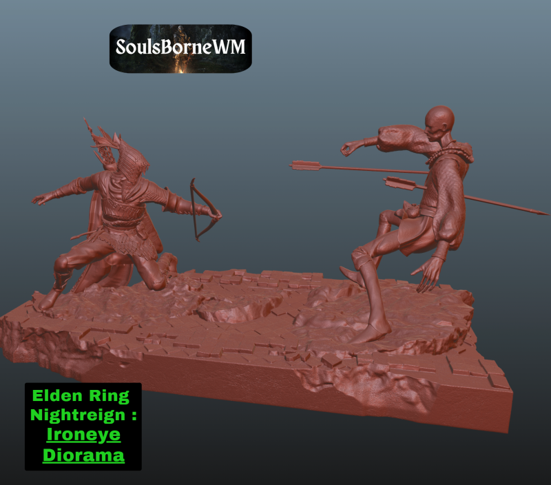 Elden Ring Nightreign Ironeye Diorama bonus standalone version 3D प्रिंट मॉडल .c4d .max .obj .3ds .fbx .stl .blend