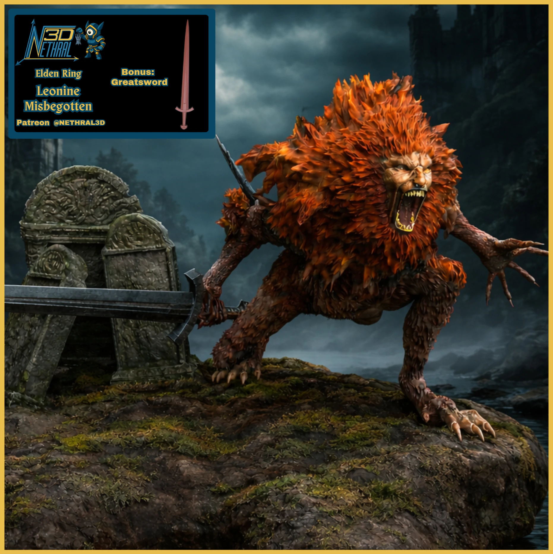 Elden Ring Leonine Misbegotten 3D Print Model .c4d .max .obj .3ds .fbx .stl .blend 