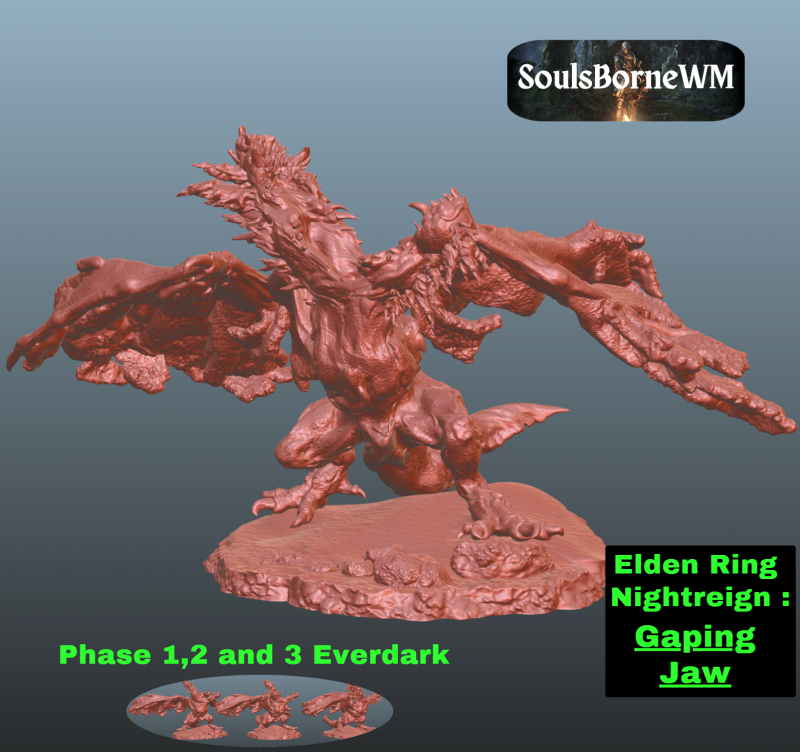 Elden Ring Nightreign Gaping Jaw V2 Phase 1 2 and 3 Everdark Model Cetak 3D .c4d .max .obj .3ds .fbx .stl .blend